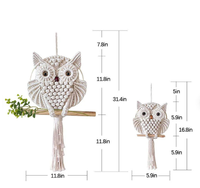 Vente Flash : Décoration Murale Nordique en Macramé Faite Main, Motif Hibou, Tissée, Rectangulaire Beige, pour la Maison