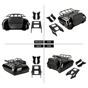 Bauletto Moto 10.7'' Chopped Tour Trunk con Schienale e Portapacchi per Harley Touring 2014-25 Road King Street Electra Glide - Product Image 3
