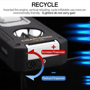 <span class=keywords><strong>Coupe</strong></span>-cigare en forme de V 5 en 1 Allume-cigare direct à 3 feux Porte-cigare gonflable Briquet multifonction - Product Image 3