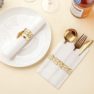 Tùy Chỉnh In Trắng Dùng Một Lần Tay <span class=keywords><strong>Airlaid</strong></span> Khăn Ăn Dao Kéo Cho Đám Cưới Giấy Sang Trọng Khăn Ăn - Product Image 4