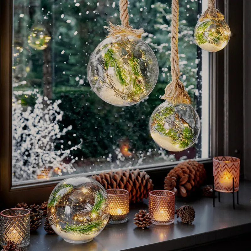 Factory Wholesale Led Light Up Glass Ornament Christmas Glass Ball For Xmas Hanging Decoration