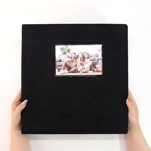 Album photo en velours fait main avec fenêtre découpée, cadeau de mariage, album souvenir pour nouveau-né avec pochettes en plastique - Product Image 1