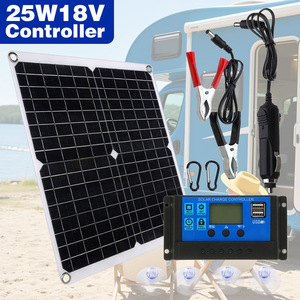 แผงโซลาร์เซลล์แบบพกพา 25W 18V พร้อมตัวควบคุมอินเทอร์เฟซ USB สำหรับการตั้งแคมป์กลางแจ้ง - Product Image 1