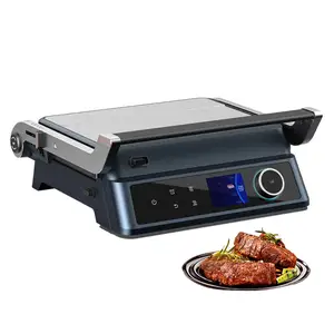 Aifa Electric Grill Digital Glass Surface Panini Grill Indoor Smokeless Sandwich Press Toaster Opens 180 Degrees Contact Grill