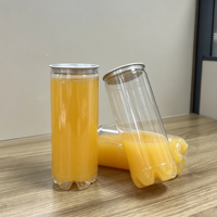 Offre Spéciale – Bouteilles Cylindriques Transparentes en PET de 300 ml avec Logo Personnalisé et Couvercle Facile à Ouvrir pour Boissons Gazeuses, Jus, Thé et Pâtisseries