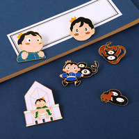 Broche DIY en alliage, motif dessin animé mignon, avec design gravé et peint, style japonais, personnage d'anime bidimensionnel, vente en gros, disponible immédiatement