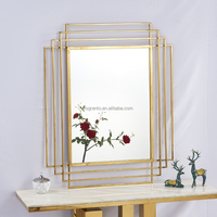 Miroir mural en verre avec cadre en acier inoxydable, design moderne, pour la maison, l'hôtel, la décoration, usage commercial, miroir de salle de bain, miroir de maquillage