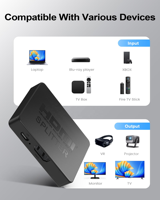SYONG 4K 1 entrée 2 sorties pour répartiteur HDMI 1.4 Plug-and-Play Audio Vidéo pour Moniteurs/Écrans Multiples Compatible Ordinateur Portable et Boîtier TV