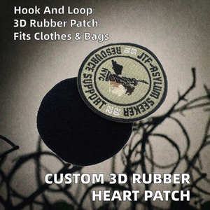 Custom 3D Soft Woven Patch Rubber PVC Woven Embossed Heart Flower Lace Canvas Patch Tag for Clothing <b>Hats</b> <b>Bags</b>-Hook Loop Style - Product Image 2