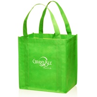 Couleur verte de qualité supérieure réutilisable non tissé sac d'épicerie durable poignées renforcées