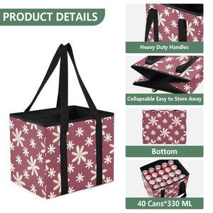 กระเป๋าหิ้วลายดอกไม้ฮาวายแบบพับได้ รุ่น Heavy Duty Aloha Floral Tote ลายดอกไม้ Tiare แบบกำหนดเอง ตะกร้าช้อปปิ้งพับได้ กระเป๋าใส่ของชำแบบพับได้ - Product Image 3
