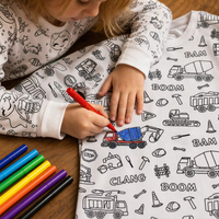 Ensemble de pyjama personnalisé pour enfants, pyjama à colorier pour tout-petits, pyjama à manches longues pour enfants, vêtements de nuit pour enfants, pyjama en coton à dessiner soi-même, pyjama pour enfants