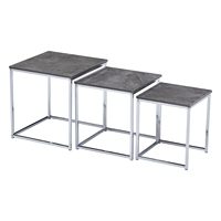 2025 nouveau Design gris miroir travertin marbre réfrigérateur nid Table basse ensemble canapé Table d'appoint métallique pour salon luxe