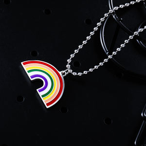 Arte Lobo joyería de moda lindo hombres mujeres niños amistad de color personalizado esmalte encanto Arco Iris COLLAR COLGANTE cadena - Product Image 2