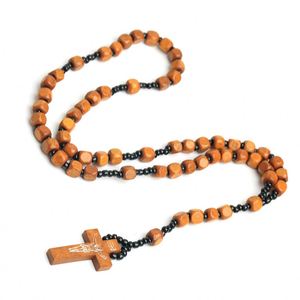 Rosarios Católicos al por Mayor, Cuentas de Rosario para Hombres y Mujeres, Collar Cristiano con Cruz de Madera, Accesorios Religiosos, Regalo de Pascua - Product Image 6