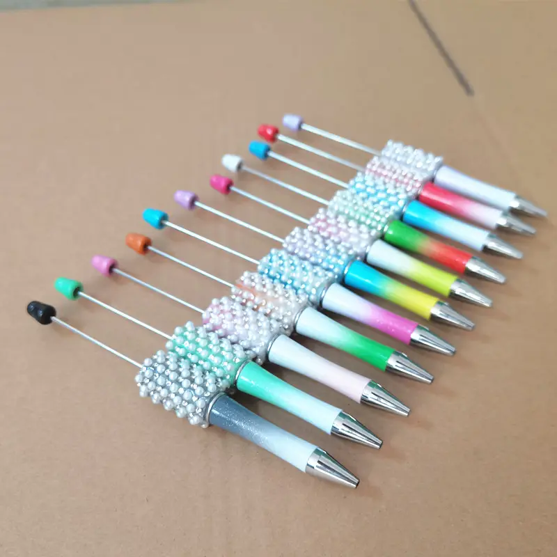 เพชรขายร้อน DIY สีสันคริสตัลเพิร์ลปากกาลูกลื่น 1.0 มม.แปลกเพิ่มลูกปัดปากกาพลาสติกโปรโมชั่นโรงเรียนของขวัญ
