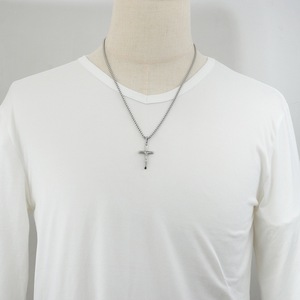 yunnique Stainless Steel <b>Cross</b> Pendant Necklace 60cm <b>Chain</b> Men Women Religious Jewelry Fashion Accessory - Product Image 4