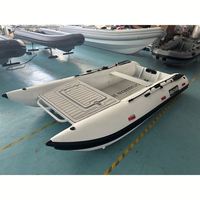Bateau pneumatique catamaran en aluminium de 380 cm, Mehler PVC, 6 personnes, avec plateforme de pêche à l'avant, pour le sport, fabrication chinoise, personnalisation possible.