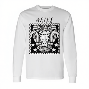 T-shirt à manches longues avec signe du zodiaque Aries Ram, taille adulte unisexe - Product Image 2