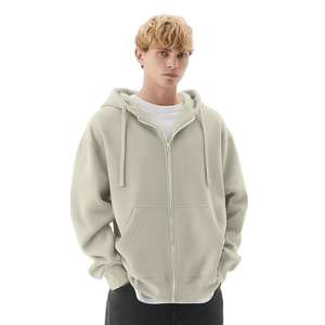 Nouveauté, sweat-shirt à capuche pour homme en molleton 100% coton, couleur unie, coupe ample, fermeture éclair, vêtements de rue chauds pour l'hiver, sweat-shirt à capuche tendance avec fermeture éclair - Product Image 1