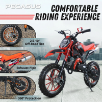 Motor Trail Mini 49cc 2 Tak untuk Anak, Berbahan Bakar Bensin, Starter Tarik, Berpendingin Udara, Kecepatan 25MPH