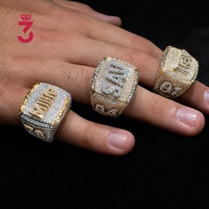 Anillo de Campeonato Personalizado con Letras 3D <span class=keywords><strong>en</strong></span> Plata de Ley S925 Chapada <span class=keywords><strong>en</strong></span> <span class=keywords><strong>Oro</strong></span> Blanco con Moissanita, Estilo Hip Hop - Product Image 6