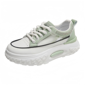 รองเท้าลำลองผู้หญิง Veca VcLSD6812 รุ่นซัมเมอร์ ผ้าตาข่ายระบายอากาศ สีขาว ดีไซน์ผูกเชือก พื้นยางหนาเสริมส้น เพิ่มความสูง - Product Image 6