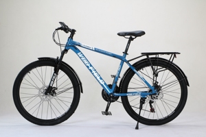 Vélo de <span class=keywords><strong>montagne</strong></span> 26 pouces, cadre en alliage d'aluminium avec porte-bagages, bleu, blanc, noir - Product Image 2