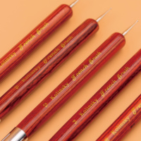 Pinceau français classique à manche en bois rouge, double embout, poils Kolinsky, avec stylo à pois, tailles 8-16, avec support offert