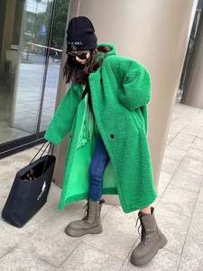 Veste en laine pour bébé et enfant, marron vert uni, automne-hiver 2021, manteau long pour fillette, vêtements en fourrure, M21231087 - Product Image 3