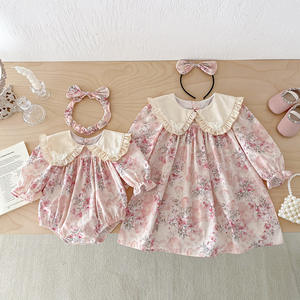 Nuovi Vestiti Autunnali per Neonata da Sorelle, Vestito a Maniche Lunghe con Colletto in <span class=keywords><strong>Pizzo</strong></span> e Pagliaccetto in Cotone per Bambina - Product Image 4