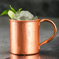 Vente en gros de tasses à Moscow Mule en acier inoxydable 304 plaqué cuivre de 14 oz (410 ml) avec poignée, pour la bière et les boissons