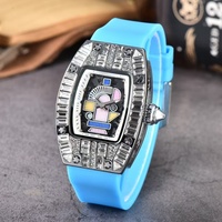 Montre-bracelet à quartz pour femme, style européen, avec cadran carré à deux brins et entièrement sertie de diamants
