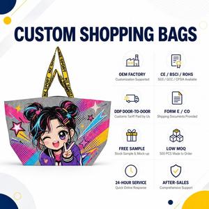 Sacs de courses réutilisables personnalisés imprimés en grand format, promotionnels, en polypropylène (PP) tissé laminé, grands sacs fourre-tout pour l'épicerie - Product Image 2