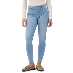 Pantalon en jean pour femme, coupe droite, taille basse, respirant, écologique, 100% coton, personnalisable, décontracté, à carreaux, été, fabrication - Product Image 1