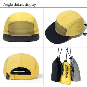 [Plegable, Stowable] BSCI Factory Custom 5 Panel Camper Hat Unstructured Quick Dry Camp impermeable Plegable Running Cap