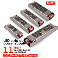 Transformateur d'éclairage LED en gros, alimentation à découpage directe usine, IP40 DC24V AC170-250V, boîtier en aluminium ultra-mince, 80-89% de rendement