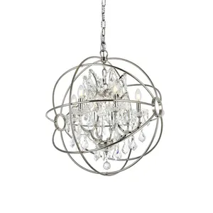 Modern Crystal Chrome Chandelier Dining Room Light Orb Ball Contemporary Silver