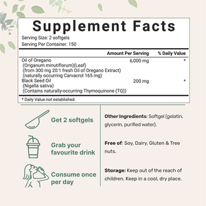 Vitahall Vente directe usine OEM/ODM de gélules d'huile d'origan à <span class=keywords><strong>micro</strong></span>-ingrédients, complexe <span class=keywords><strong>2</strong></span>-en-1 contenant de l'huile de nigelle - Product Image 2
