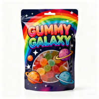 Emballage alimentaire imprimé pour bonbons gélifiés, sachet en mylar résistant aux enfants, refermable avec fermeture éclair, sachet debout avec fenêtre