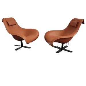 Poltrona Giratória Estofada em Couro Sintético Preto da Marca GQ com Design Moderno e Estrutura em Fibra de Vidro para Escritório e Sala de Estar - Product Image 6