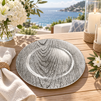 Assiette de Présentation Texturée de Luxe en Plastique 13 pouces, Revêtement Poudré, Décorative Gaufrée, Décoration de Table Moderne et Élégante pour Mariage