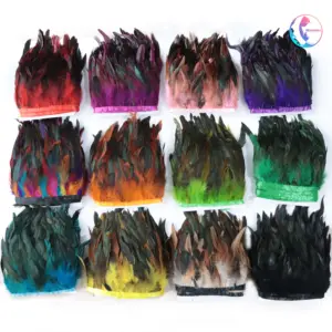 Factory Wholesale 6-8 Inch Dyed Chicken Rooster Cock Tail Feathers Trim Fringe Carnival Sewing