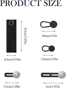 18 pièces d'extensions de boutons en PVC rectangulaires et carrés, style tige, élastiques et réglables pour la taille, pour hommes, femmes, chemises, jupes, jeans, vêtements de maternité - Product Image 2
