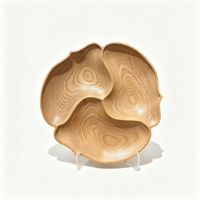 Plateau en bois massif sculpté à la main, 3 zones, pour fruits secs et collations, bol en bois divisé, décoration de table pour la maison