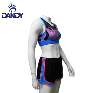 Uniforme de Animadora Personalizado de Alta Calidad para Mujer, Top Corto Azul y Conjunto de Práctica Escolar Personalizado - Product Image 5