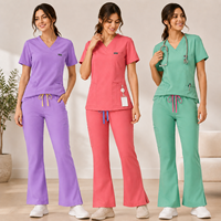 Nouvelle Collection : Ensemble de Tenue Médicale Femme Col en V, Extensible, avec Pantalon Évasé – Uniforme d'Infirmière pour Hôpital