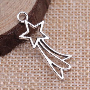 Ciondolo a forma di stella cadente/cometa in lega di zinco metallo misto per collane fai da te, bracciali e forniture per gioielli celesti - Product Image 2