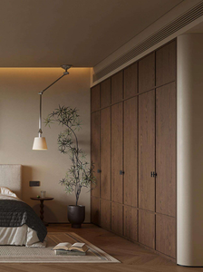 Hiện đại tùy chỉnh đi bộ trong tủ quần áo với Đôi Mây cửa gỗ tự nhiên Hệ thống lưu trữ cho phòng ngủ - Product Image 3
