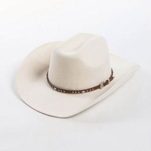 Mexican Sombrero Adult Men Women Cowboy Hat Wide Brim Western Style 100% Wool Felt White Cowboy Hats - Product Image 1